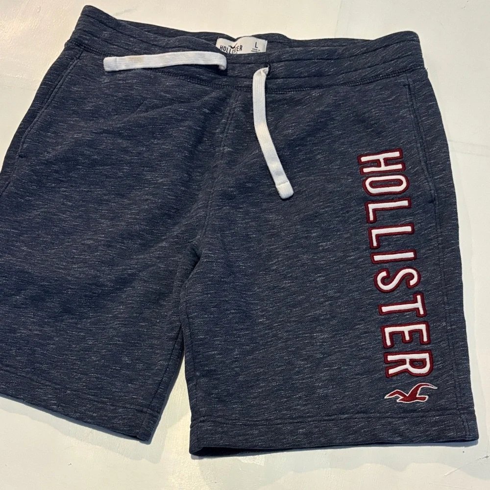 Hollister Men's Navy Gray Fleece Athletic Shorts L - Picture 4 of 4